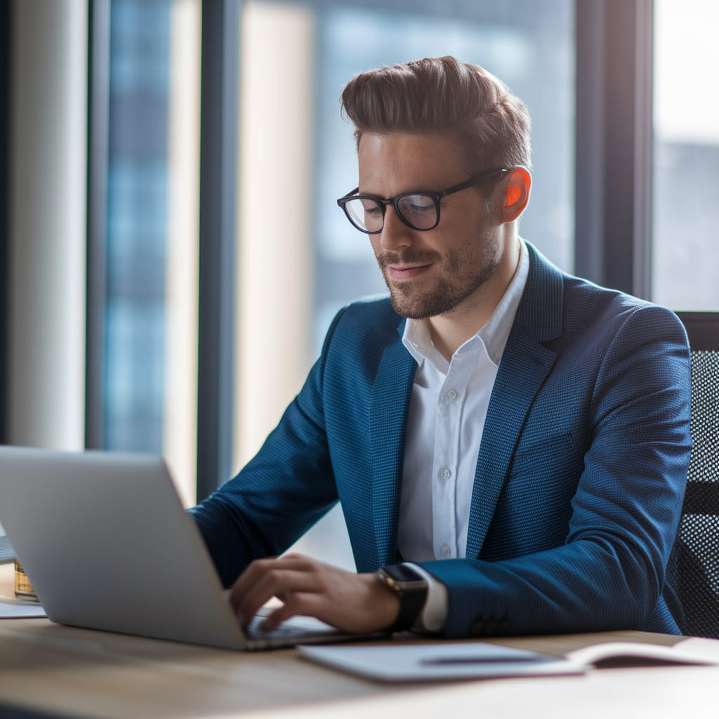 Empresario usando Esunica Presencie